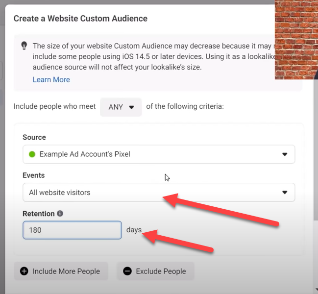 create a website custom audience