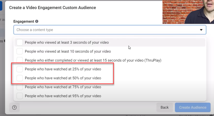 25% or 50% video view