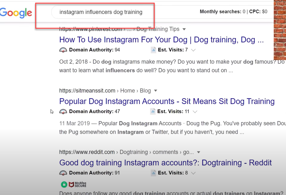 Finding Instagram Influencers using Google