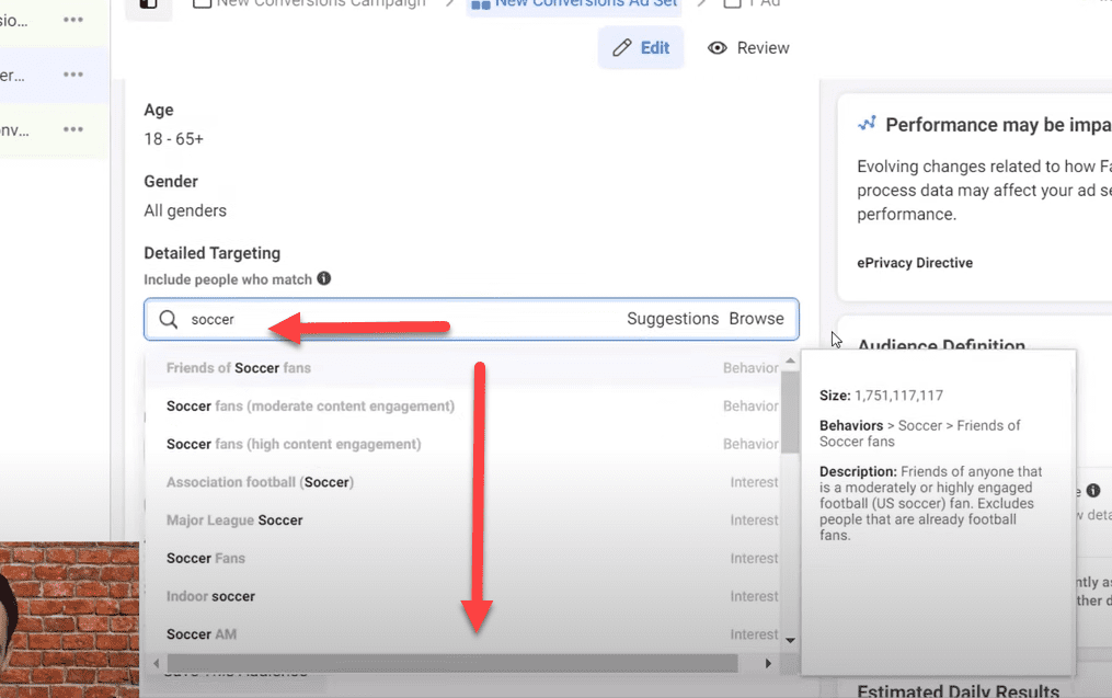 Detailed Targeting will show you suggested options