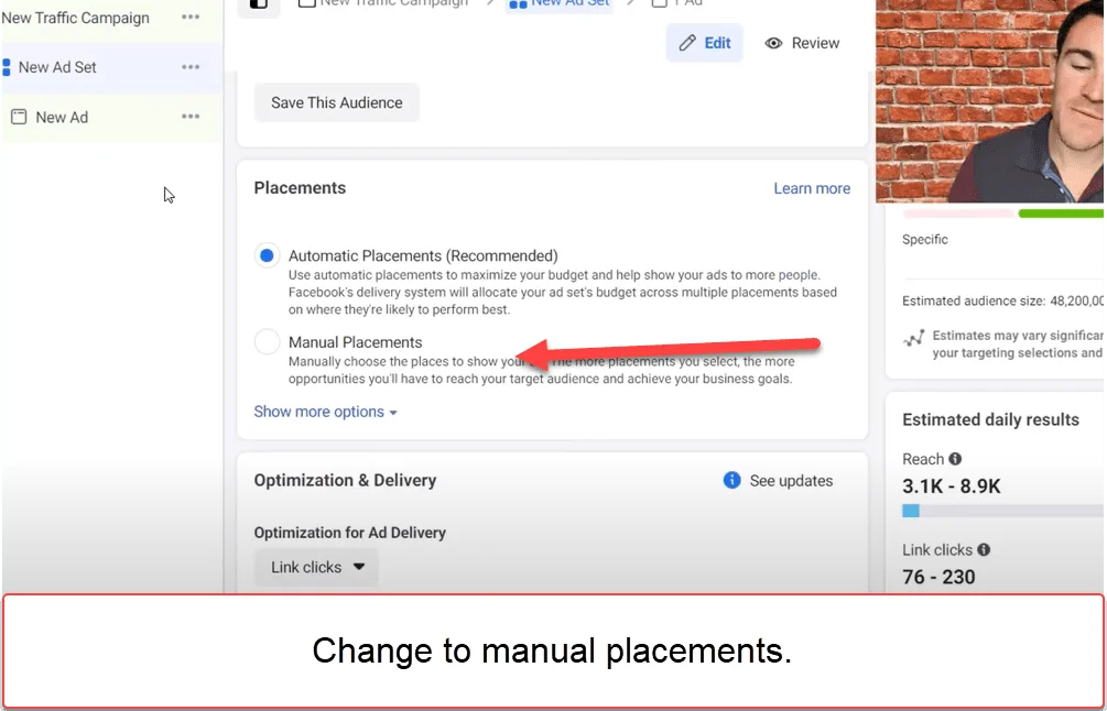 Change placement options