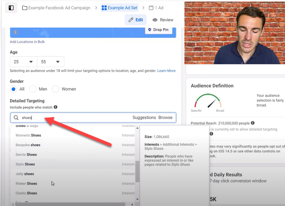 Finding targeting options for Facebook sponsored ads