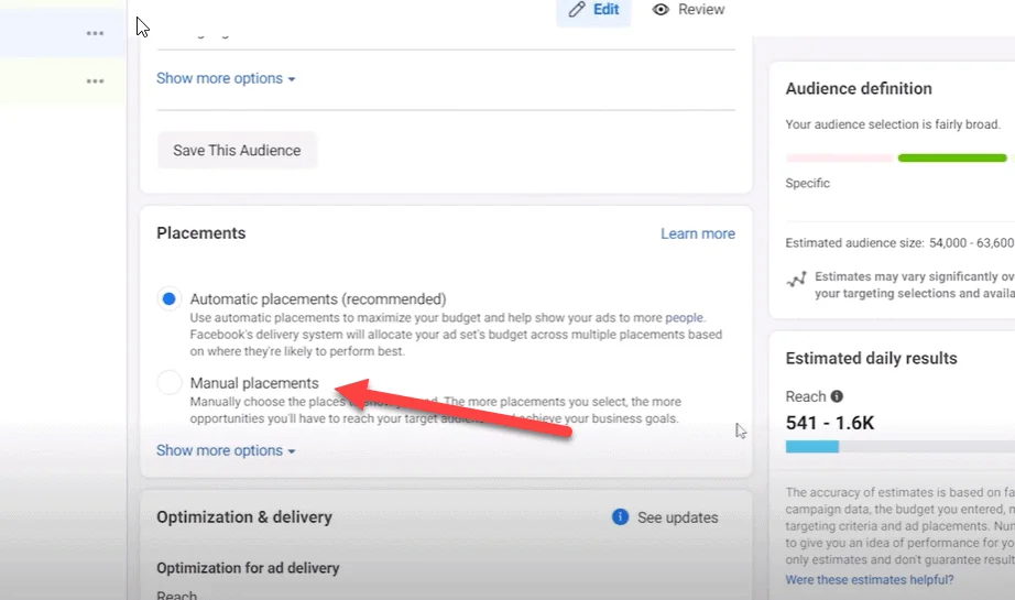 Select manual placements