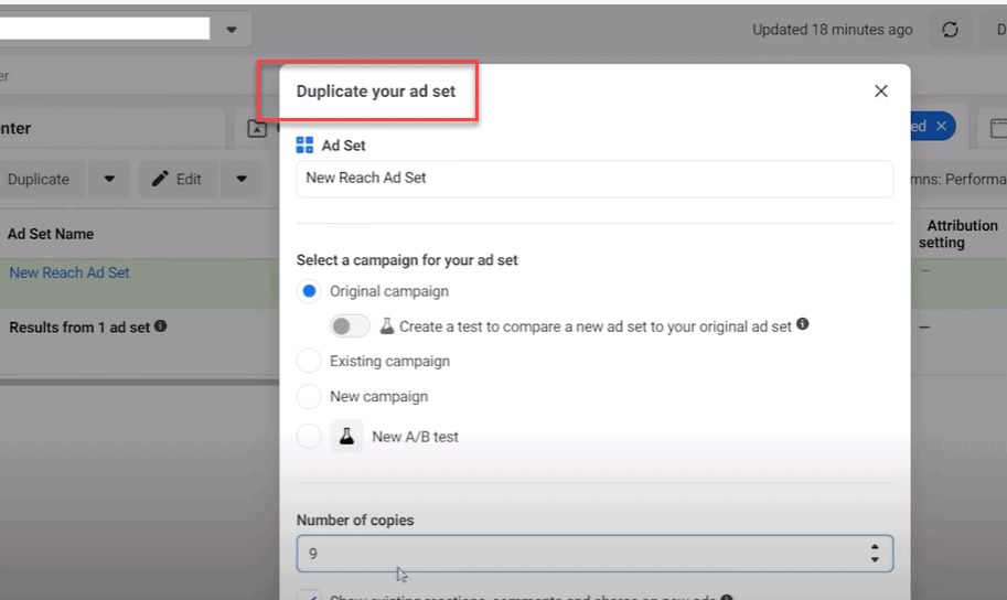 Duplicate your ad set.
