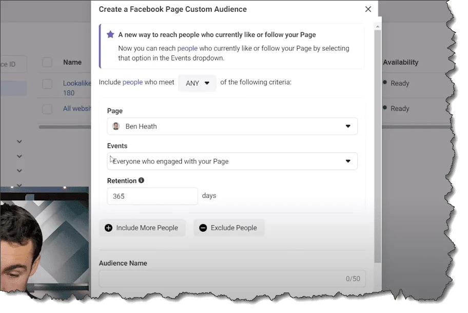 custom page engagement audience