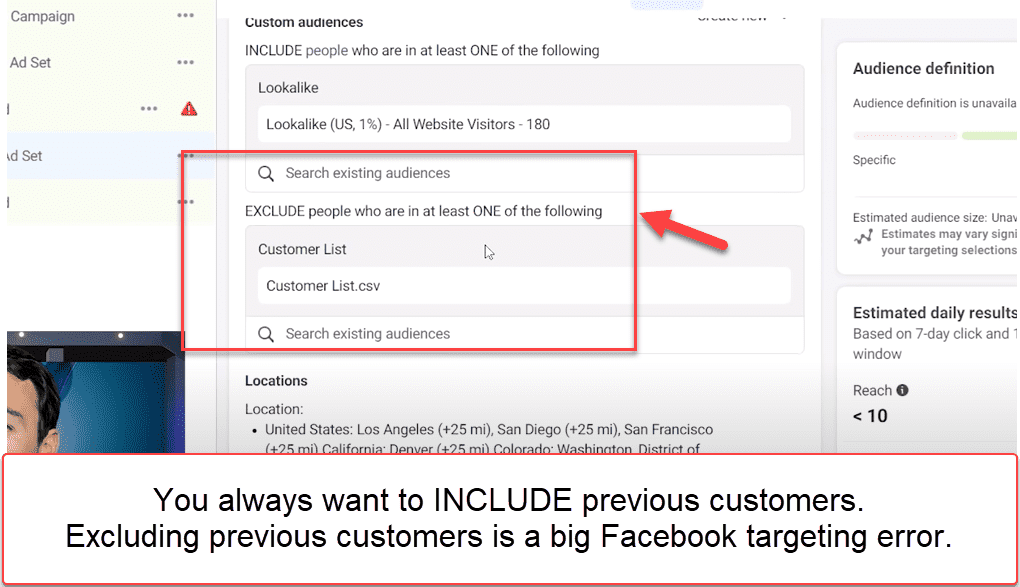 don't exclude previous customers