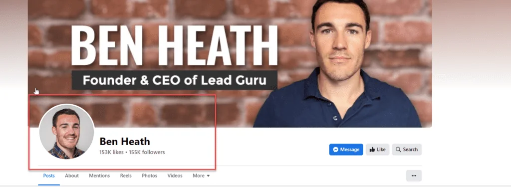 153K likes on Ben Heath page