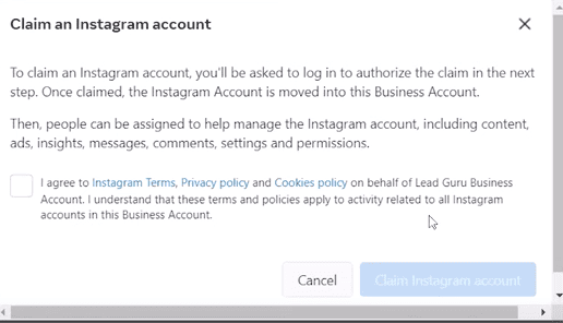 Claim Instagram account