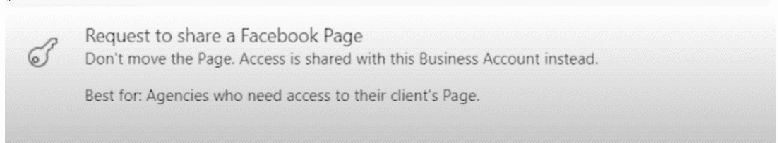 Request to Share a Facebook Page Option