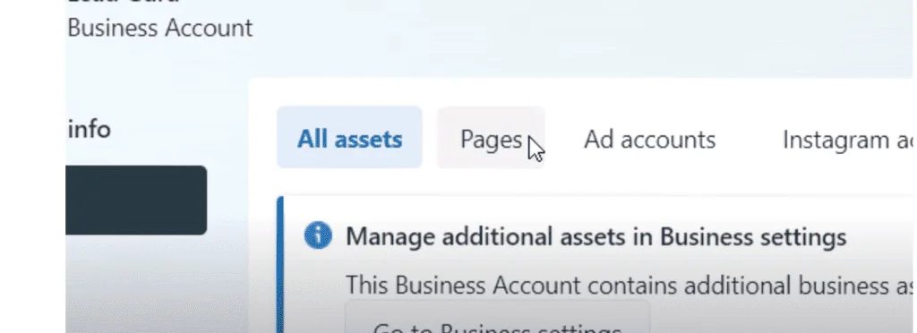 Pages section of Meta Business Suite.