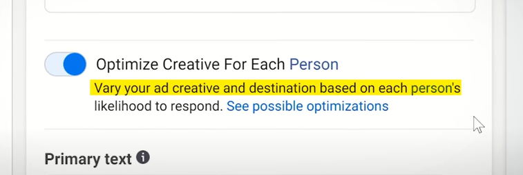 Optimize creative by person