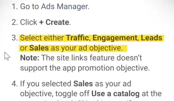 Use traffic, engagement, leads or sales as your ad objective.